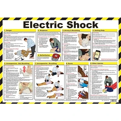 Image of Safety First Aid Group Electric Shock Poster, Laminated (59x42cm)