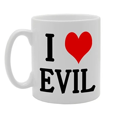 Image of Coralgraph Inc MG242 I Love Evil Novelty Gift Printed Tea Coffee Ceramic Mug