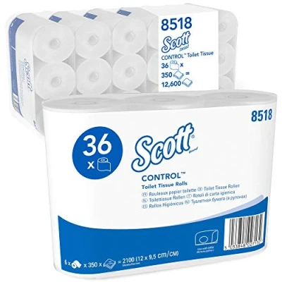Image of Scott Control, 8518, Standard Roll Toilet Tissue, 3 ply, White, 36 rolls x 350 sheets