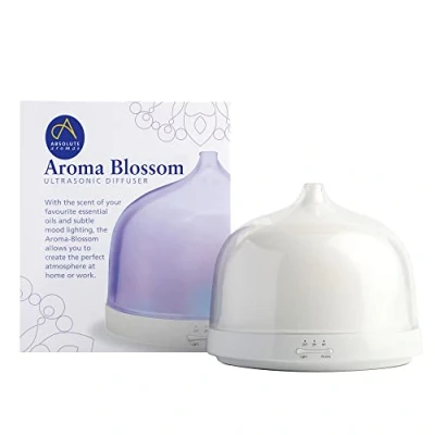 Image of Absolute Aromas Aroma Blossom Essential Oil Ultrasonic Diffuser LED Lights, Timer Settings and Waterless Auto Shut off for Home, Office, Spa, Yoga, Aromatherapy &amp; Baby Room