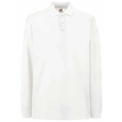 Image of Fruit of the Loom Mens Premium Colours Long Sleeve Cotton Polo Shirt