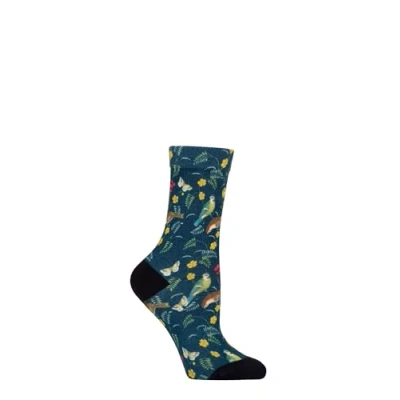 Image of Women&#039;s 1 Pair SOCKSHOP RHS Royal Horticultural Society Patterned Socks Birds / Fruit 4 8