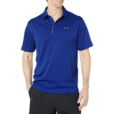 Image of Under Armour Men Tech, Lightweight and Breathable Polo T Shirt for Men, Comfortable Short Sleeve Royal