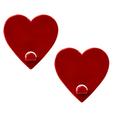 Image of KalaMitica Set of 2 Magnetic Wall Hangers with Powerful Magnet Red Hearts