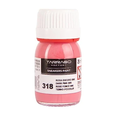 Image of Tarrago Dark Pink Shoe Paint SNK 318, 25 ml Bottle, with Brush and Sponge, for Smooth Leather, Synthetic Leather or Canvas