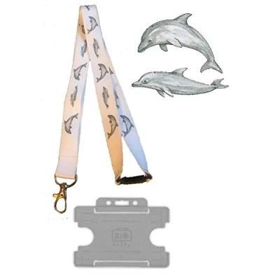 Image of 20mm Lanyard with Safety Break Away and Matching Single Card Holder (Dolphin)