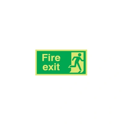 Image of Sitesafe Fire Exit Man Right Photoluminescent Vinyl Sign 450 x 150mm