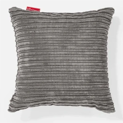 Image of Lounge Pug Cord Scatter Cushion Graphite Grey 47 x cm Decorative Pillow Filled