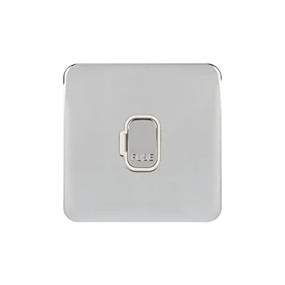 Image of Schneider Electric Lisse Screwless Deco Unswitched Single Fused Connection Unit, 13A, GGBL5000WPC, Polished Chrome with White Insert