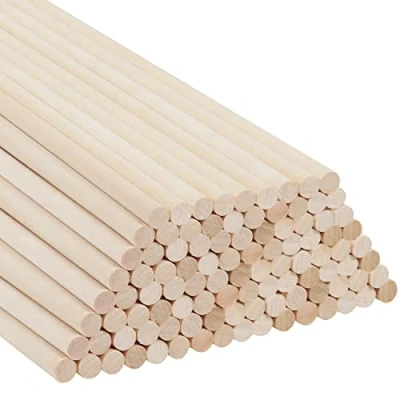 Image of BELLE VOUS 100 Pack Birch Wood Round Dowel Rods 30cm/12 Inches, Unfinished Wooden Craft Sticks Ideal for DIY Crafts, Art Projects &amp; Decorations