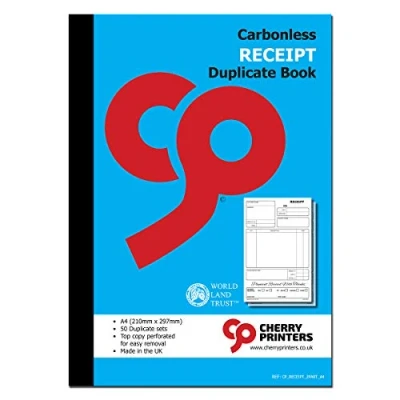 Image of Cherry Carbonless Receipt Book A4, A5, Duplicate, Triplicate NCR (A4 Duplicate)