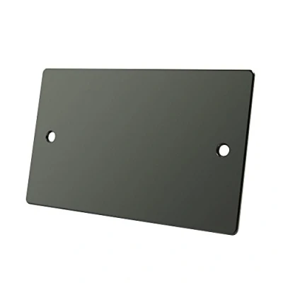 Image of Flat Plate Black Nickel Double Blank Electrical Blanking 2 Gang