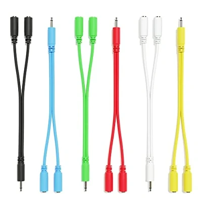 Image of ExcelValley 6A Pack Mono Splitter Y Patch Cables TS 3.5mm 1/8&quot; Eurorack Synth Synthesizer