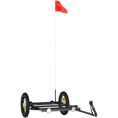 Image of vidaXL Bike Cargo Trailer, Bicycle Trailer for Luggage Plants Tools, with Safety Flag, Stroller, Black Iron