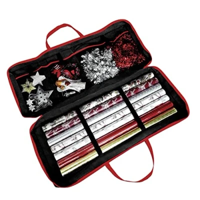 Image of Ram® Large Fabric Wrapping Paper Storage Gift Wrap Christmas Rolls Bag Black (82 x 34 13 cm) For Paper, Tags &amp; Bows