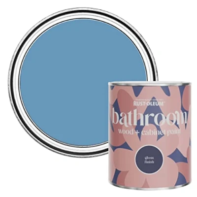 Image of Rust Oleum Blue Moisture Resistant Bathroom Wood and Cabinet Paint in Gloss Finish Cornflower 750ml