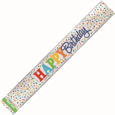 Image of Unique Party 58269LF 12ft Rainbow Polka Dot Birthday Banner