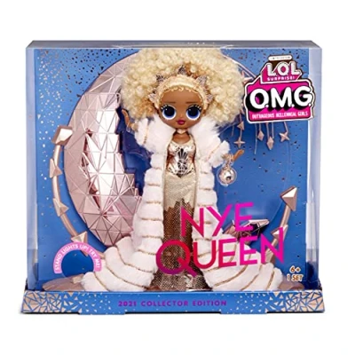 Image of L.O.L. Surprise! 576518EUC LOL Surprise Holiday OMG 2021 Collector Doll NYE Queen with Gold Fashions, Accessories, &amp; Light Up Stand New Year&#039;s Celebration Look Collectable Gift for Boys Girls Age 4+