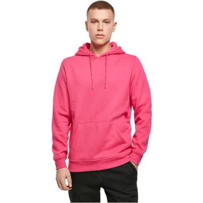 Image of Build Your Brand Men&#039;s Heavy Hoody Hooded Sweatshirt, Hibiscus Pink, L