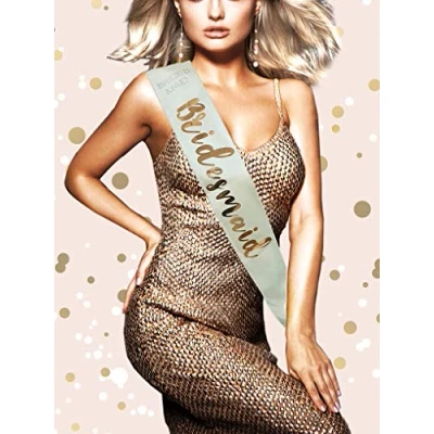 Image of Alandra Party RGS MAID Bridesmaid Cream &amp; Rose Gold Metallic Hen Night Sash, One Size