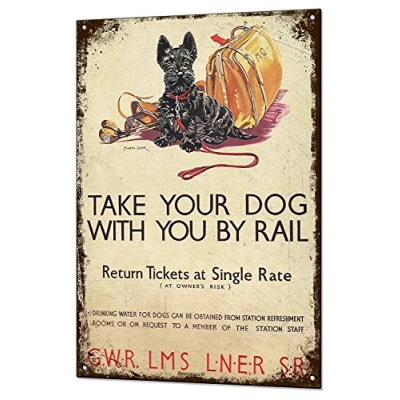 Image of Beenanas Dog Train Railway Poster Vintage Metal Sign Retro Tin Plaque Advert