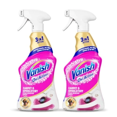 Image of Vanish Professional Oxi Action Carpet and Upholstery stain Remover Spray 1L, 30 seconds removal, Eliminates even strong odours (2 x 1L Spray)