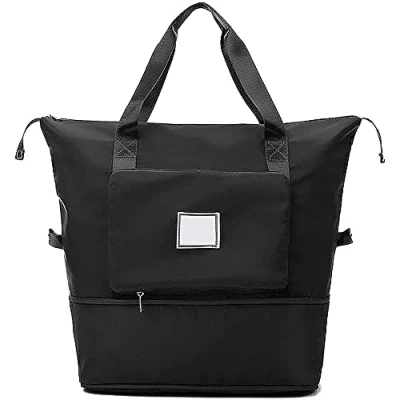 Image of Large Capacity Folding Travel Bag Portable Lightweight Waterproof Oxford Fabric Bag,Travel Duffel Bag,Shoulder Weekender Overnight Bag,Foldable Bag,Sports Tote Gym (Black )