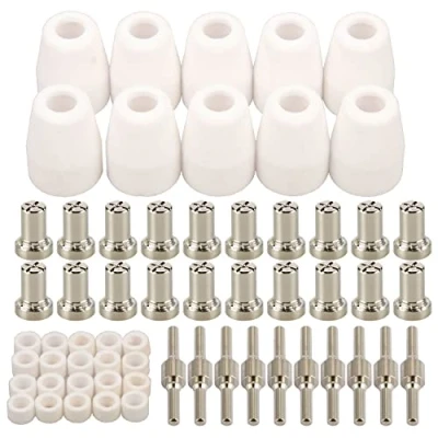 Image of 60pcs PT 31 Nickel Plated Extended Air Plasma Cutting Nozzle Electrode Consumables Fit CUT 40 50D CT 312