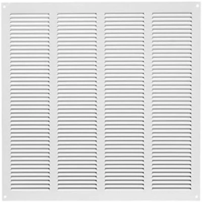 Image of White Metal Air Vent Grille 400mm x Fly Screen Flat Louvre Duct Cover