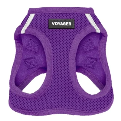 Image of Voyager Step in Air Dog Harness All Weather Mesh, Reflective, No Pull for Small, Medium Dogs, Cats Secure with Hook &amp; Loop Fastener, Buckle, Double D Rings Purple, S