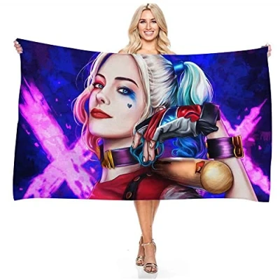 Image of BAAROO Harl Quinn Microfibre Children&#039;s Towels Beach Towel Bath Sauna Blanket Children Quick 130CM X 80CM