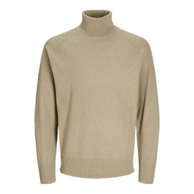 Image of JACK &amp; JONES Men&#039;s Jcomason Knit Roll Neck Jumper, Crockery/Detail: Cyclo 401 402, L