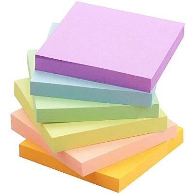 Image of Early Buy 3x3 Sticky Notes with 6 Pastel Color Self Stick Pads/Pack, 100 Sheets/pad