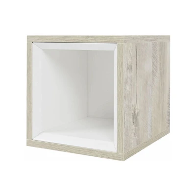 Image of Milano Bexley Oak Effect 300mm Wall Hung Bathroom Cube Storage Unit Light (No LED Light)