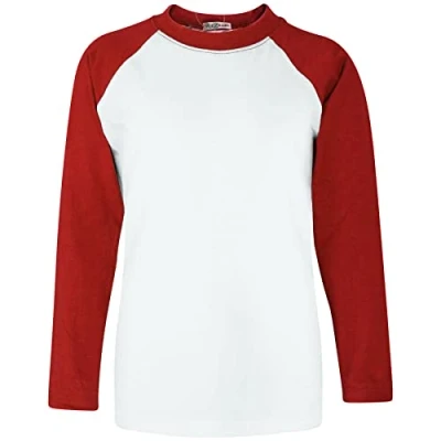 Image of A2Z 4 Kids Raglan Style T Shirt Colour Contrast PL425 Red 5 6