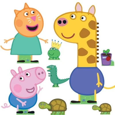 Image of Star Cutouts SC4524 Gerald, George and Pedro Cardboard Cutout Decoration Multi Pack Height 86cm Ideal for Peppa Pig Theme, Birthdays &amp; Parties