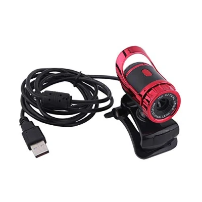 Image of KIKYO USB Web Camera, 12M Pixels Camera HD 360 Rotating Stand Built in Microphone, Clip on Webcam for PC(red)