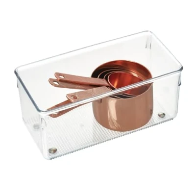 Image of iDesign Drawer Organiser, Medium Size Plastic Insert for Bathroom or Kitchen, Practical Organiser Makeup, Kitchen Accessories and Office Supplies, Clear