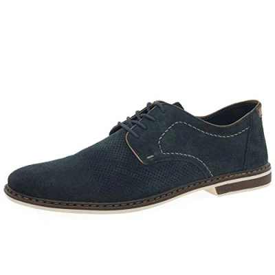 Image of Rieker Men&#039;s 13428 14 Obermaterial Leder Derbys, Blue (Pazifik/Amaretto/Braun 14), 7.5 UK