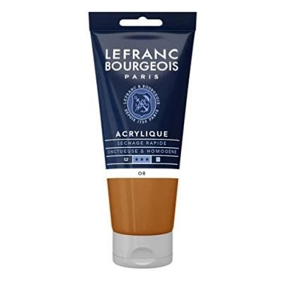 Image of Lefranc Bourgeois 300368 Fine Acrylic Paint Gold, 80 ml Tube, Creamy Paint, Water Based, Quick Drying, Non Fading, Waterproof