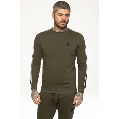 Image of Ze ENZO Mens Sweatshirt Crew Neck Fleece Jumper Designer Jersey Winter Warm Sweat Khaki XL