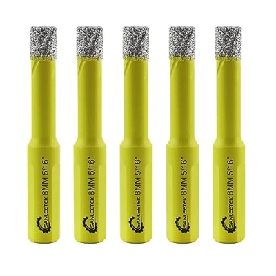 Image of Dry Diamond Drill Bits Set 5pcs 8mm SANLEETEK Hole Saw Kit with Triangle Shank for Ceramic Porcelain Tile Granite Marble Quartz Stoneware