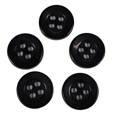 Image of Basic Shirt Buttons 4 Hole Round Pack of 5 (10mm, Black)