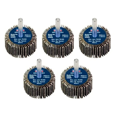 Image of Sealey Abrasive Flap Wheel Ø40 x 20mm Ø6mm Shaft Assorted Grit Pack of 5