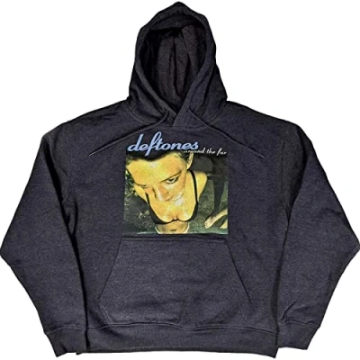 Image of Deftones Hoodie Around The Fur Band Logo Official Unisex Navy Blue Pullover XL