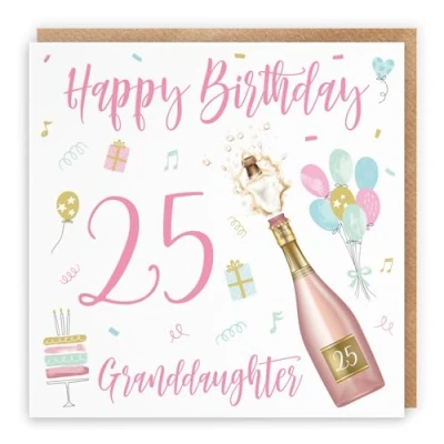 Image of Hunts England Granddaughter 25th Birthday Card Happy 25 Champagne Collection