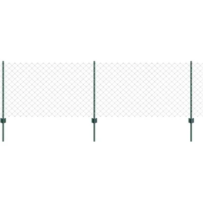 Image of vidaXL Chain Link Fence with 10 U Posts Green 0.8x10 m Steel