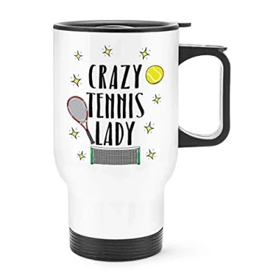 Image of Crazy Tennis Lady Travel Mug Cup with Handle