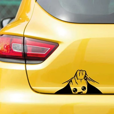 Image of MTE Baby Groot Peeking Car Decal Vinyl Sticker Novelty Humour, Black