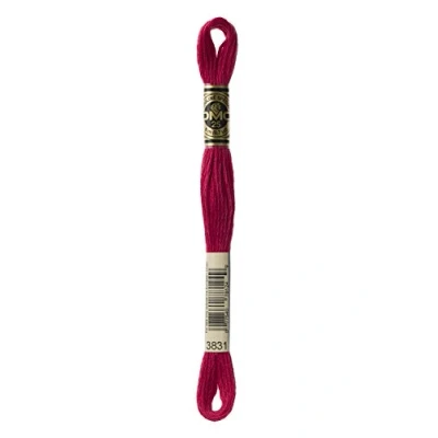 Image of DMC 117MC 3831 Embroidery Floss, Cotton, Pink, 8 Metres